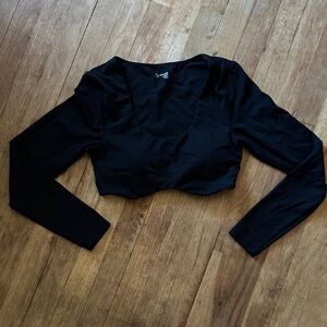 Offline by Aerie Black Long Sleeve Women's Cropped Shirt - M